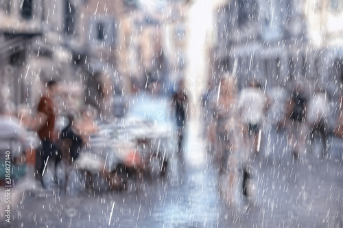 Photography landscape rain weather in european city, abstract landscape background autumn eu