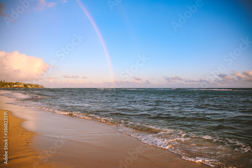 Rainbow Over the Ocean, Diamond Head Beach Park, Honolulu, Oahu, Hawaii