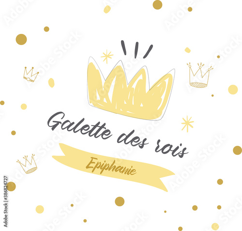 joyeuse épiphanie, galette des rois en vecteur