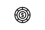 Gambling Outline Icon - Dollar Chip
