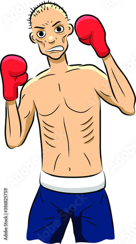 Vector icon of sickly boxer with boxing gloves