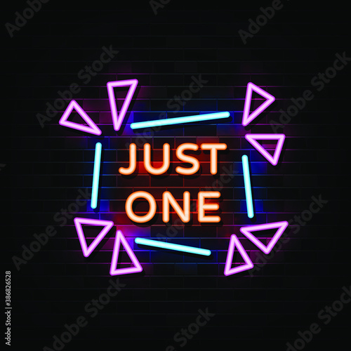 Just One neon text vector