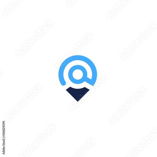 map location icon like geotag logo. concept of tourism mobile app or get directions and right district. abstract flat checkpoint logotype modern graphic brand ui design isolated on white background