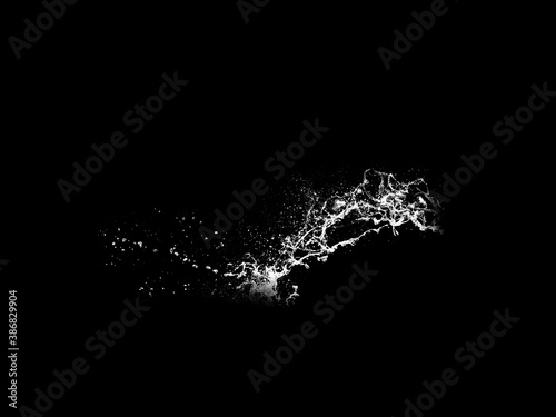 Stock image of water splash: High resolution water splashes isolated on black background. Royalty high-quality free stock photo image of water splash with bubbles of air on the black background