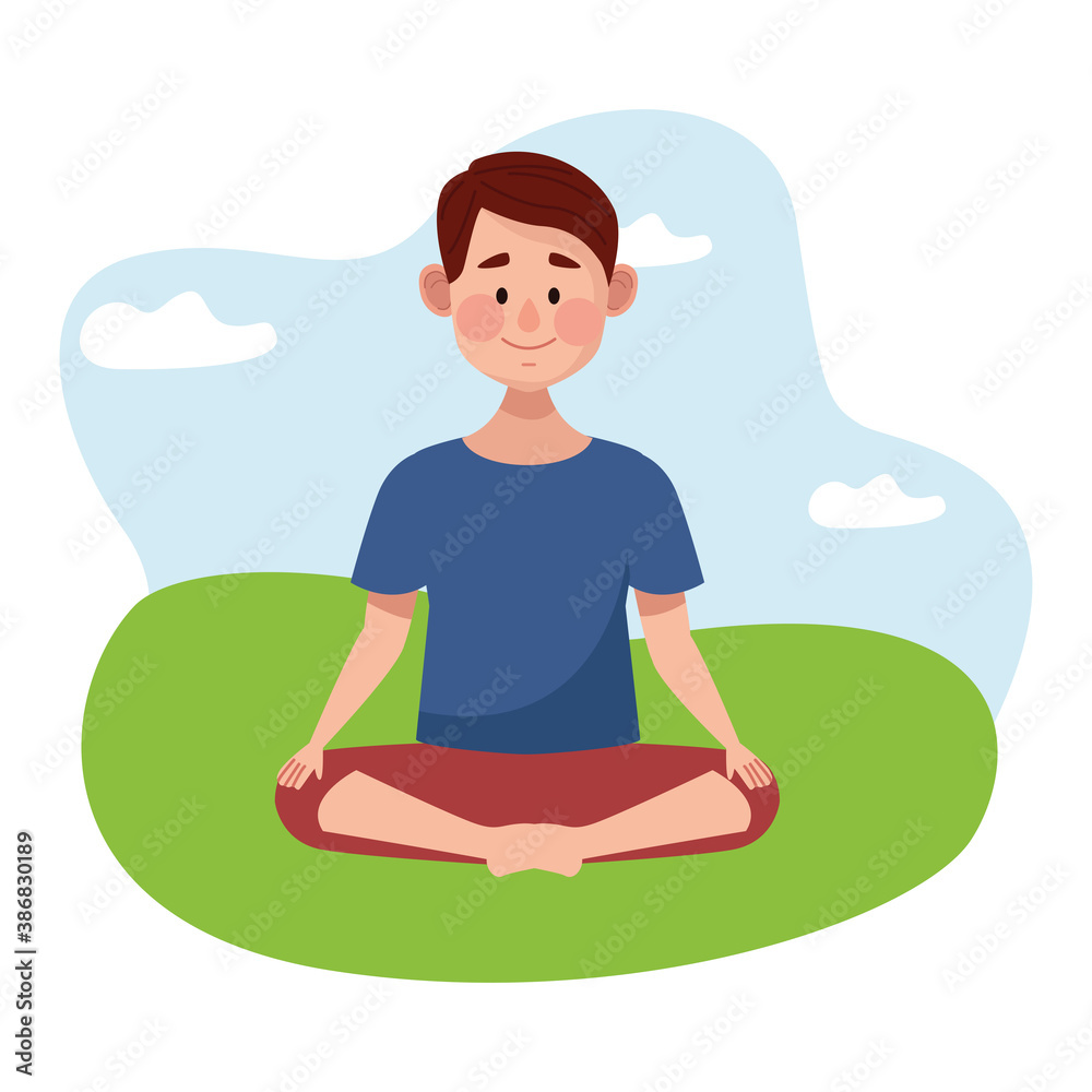 man practicing yoga avatar character