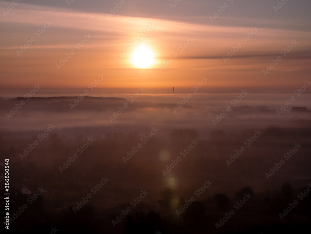 Autumn sunny landscape at the early morning, Ukraine Autumn sunny landscape at the early morning, Ukraine