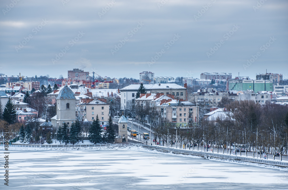 Snowy winter morning in Ternopil, Ukraine Snowy winter morning in Ternopil, Ukraine