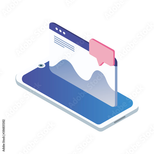 smartphone device technology with webpage and speech bubble