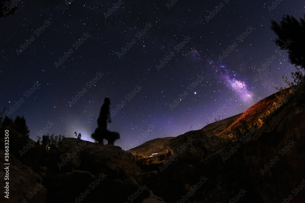 Man, Dog, Universe - A man and his dog and the Milky Way Galaxy