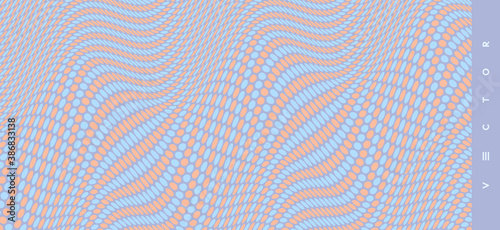 Background with convex forms. Volumetric composition with optical illusion. Digital watermark for security paper, certificate, voucher or banknote. 3d dynamic vector illustration.