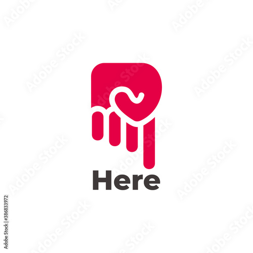 pointing down here sign hand palm symbol vector