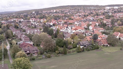 Göttingens Südstadt captured by a drone aerial shot in late autumn. photo