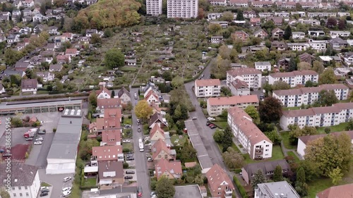 Göttingens Lohberg captured by a drone aerial shot in late autumn. photo