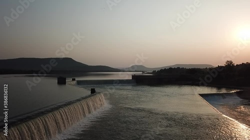 Drone Shot of Dam Near Panna Dist. In Madhya Pradesh , India photo