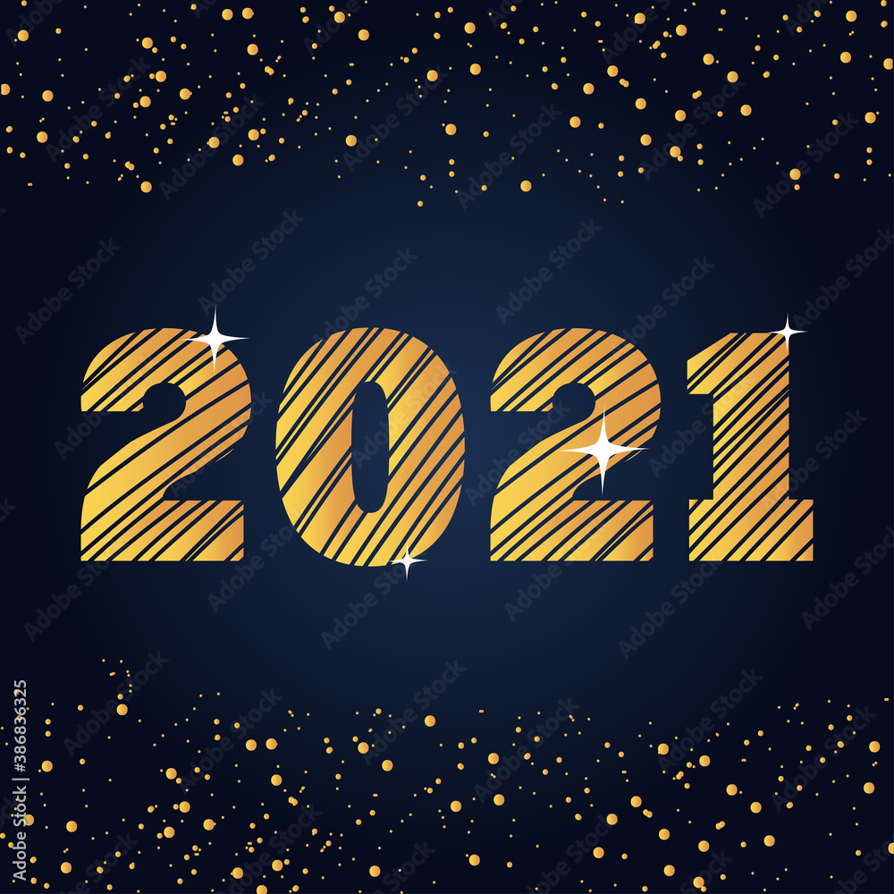 2021 happy new year golden striped number calendar celebration