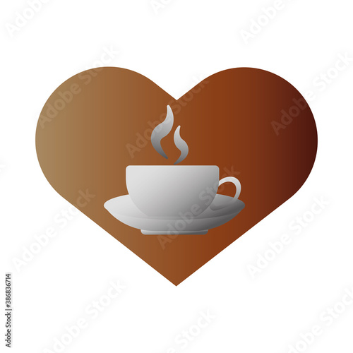delicious coffee in ceramic cup with love heart