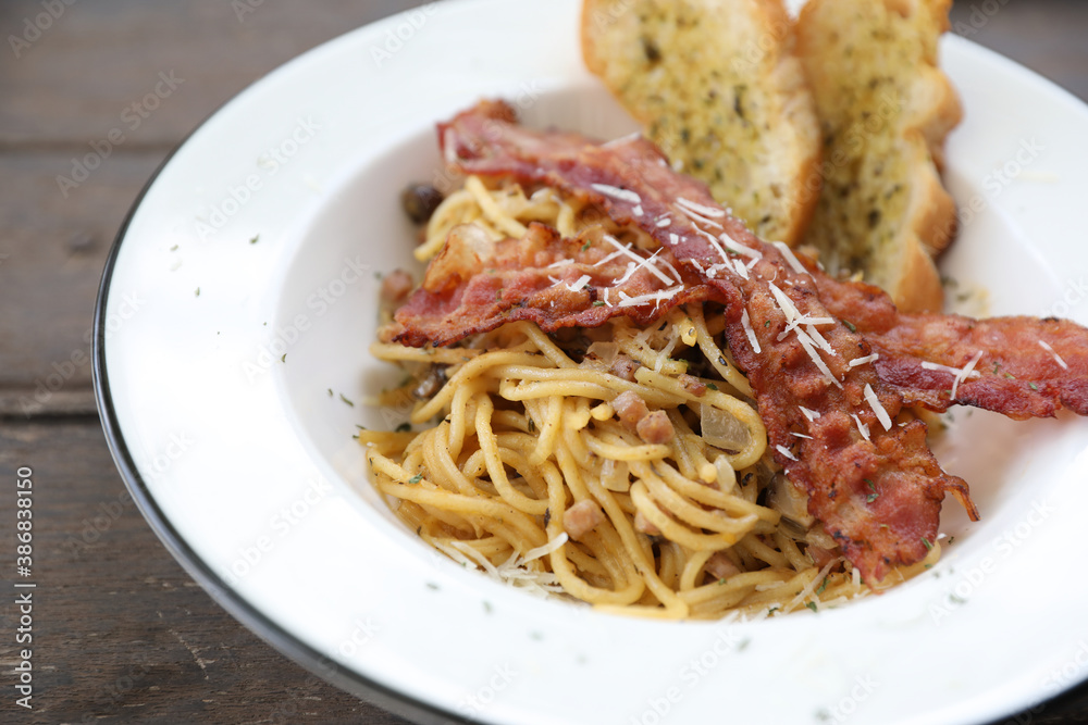 fusilli pasta with bacon italian food fusilli pasta with bacon italian food