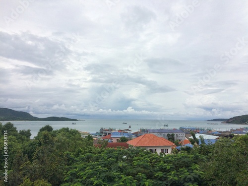 Samae San, Chonburi, Thailand-October 18, 2020 : View of Village community Samae San is adjacent to the sea.