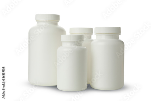 Blank medicine bottles isolated on white background