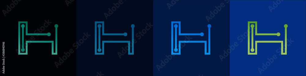Letter H logo, Technology and digital abstract dot connection Letter H logo, Technology and digital abstract dot connection
