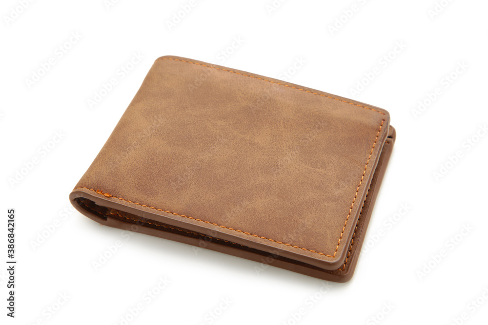 Brown shiny wallet isolated on white background Brown shiny wallet isolated on white background