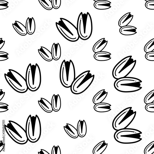 Pistachio Icon Seamless Pattern, Editable Seed Of Desert Plant Fruit Drupe