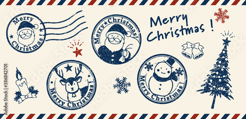 クリスマスのスタンプ風イラスト素材セット