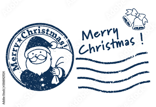クリスマスのスタンプ風イラスト（サンタクロース）