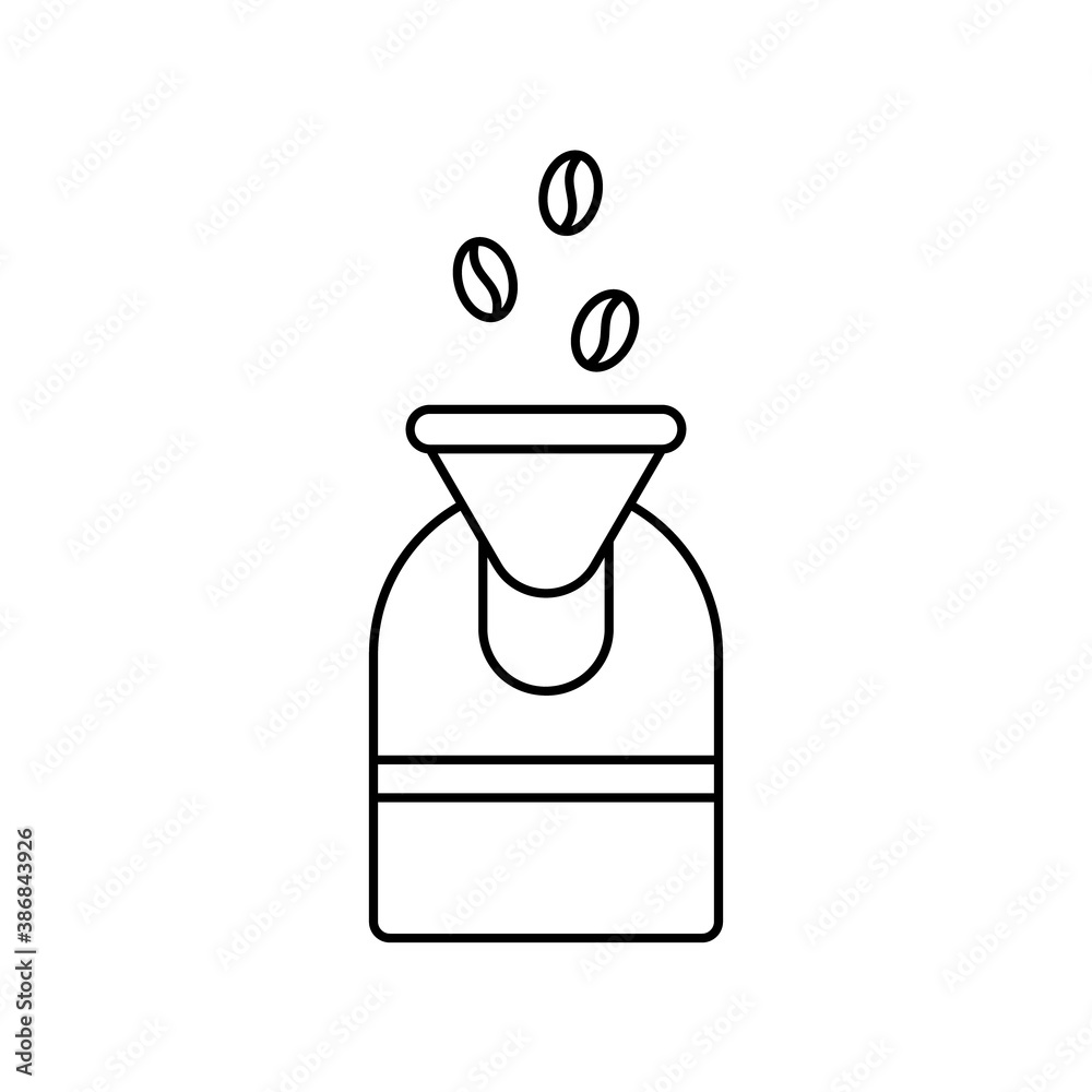 Coffee roaster machine. Linear icon of professional equipment for