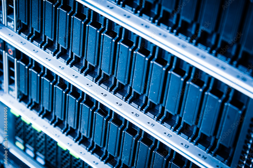 cluster of data storage SSD hard drives inside server rack cluster of data storage SSD hard drives inside server rack