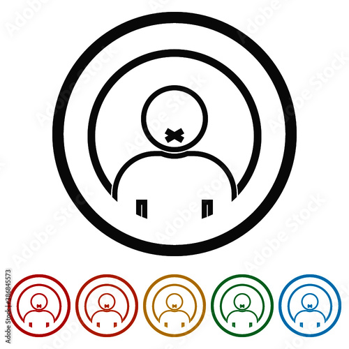Mute, quiet, silence, silent ring icon, color set