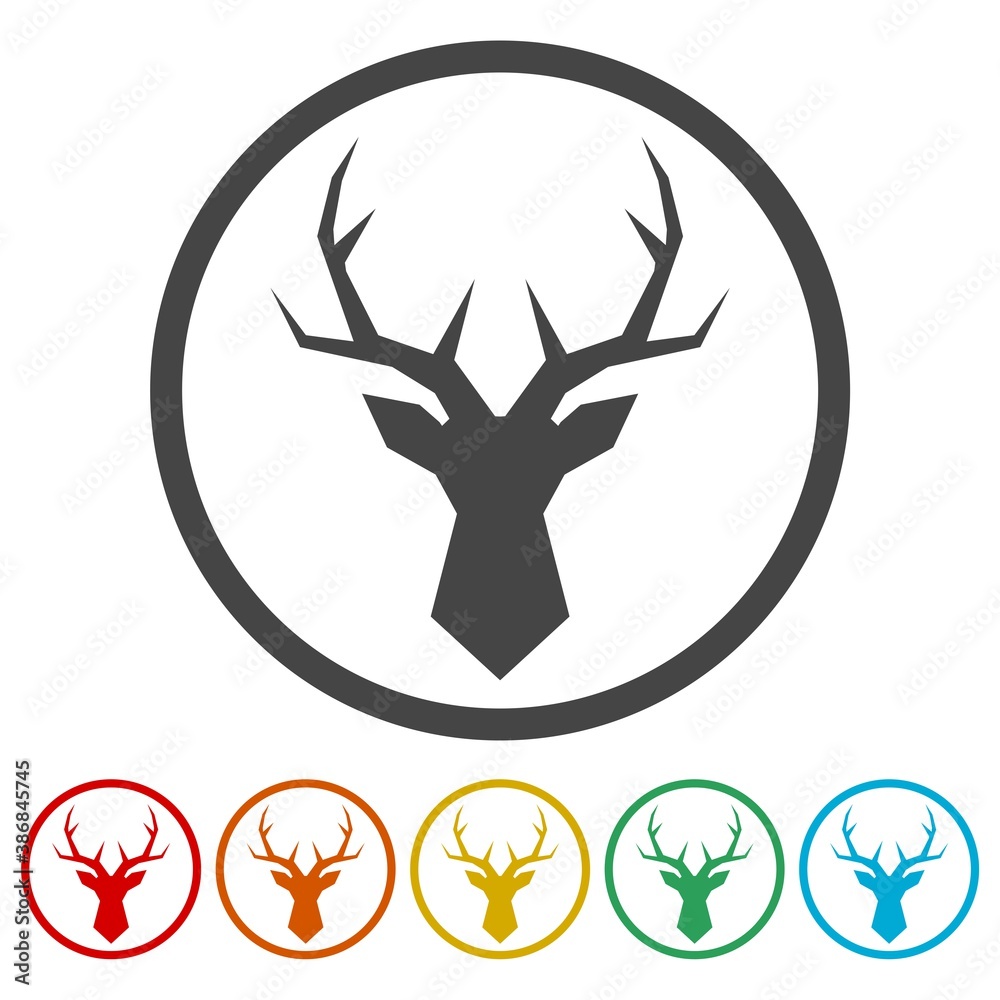 Obraz premium Deer head ring icon, color set