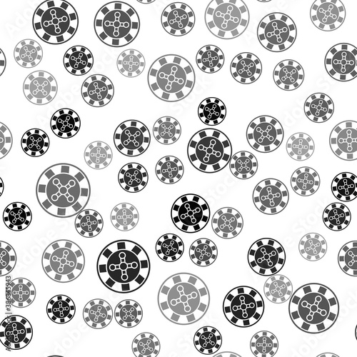 Black Casino roulette wheel icon isolated seamless pattern on white background. Vector.