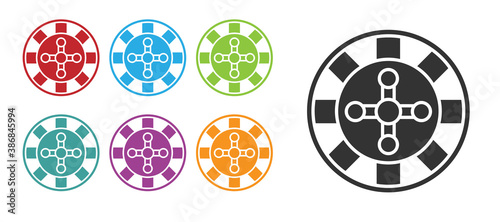 Black Casino roulette wheel icon isolated on white background. Set icons colorful. Vector.