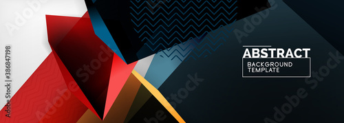 Low poly 3d geometric shapes, minimal abstract background. Vector illustrations for covers, banners, flyers and posters and other