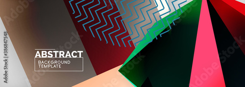 Low poly 3d geometric shapes, minimal abstract background. Vector illustrations for covers, banners, flyers and posters and other