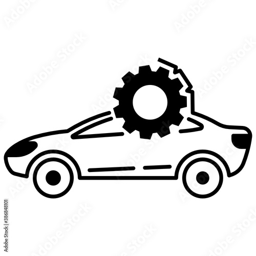 Vehicle Maintenance Concept, Car Repair Vector Glyph Icon Design, Auto Service and Lorry repair shop Symbol on White background 