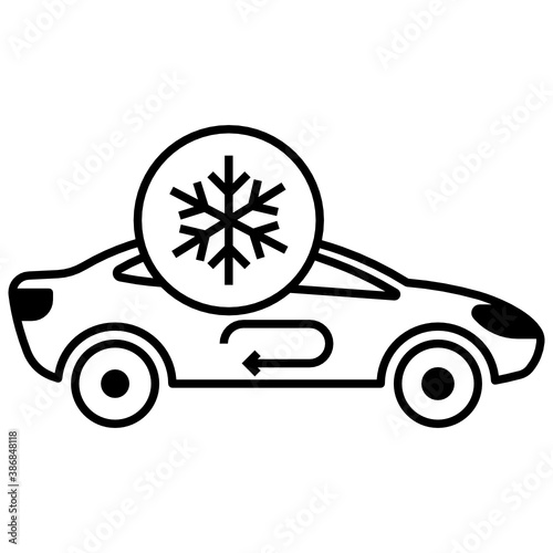 Vehicle Climate Control Concept, Car Air Conditioning Vector Glyph Icon Design, Motor Vehicle Service and automobile repair shop Symbol on White background 