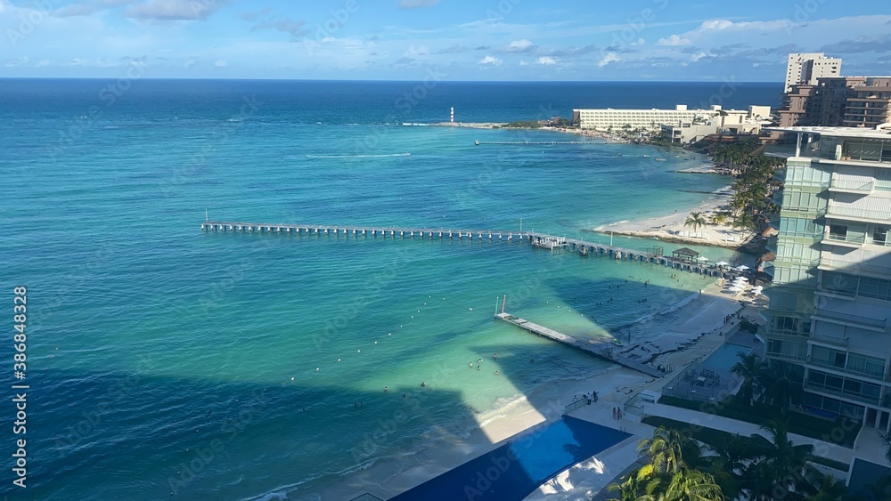 Ocean view from hotel suite Cancun 