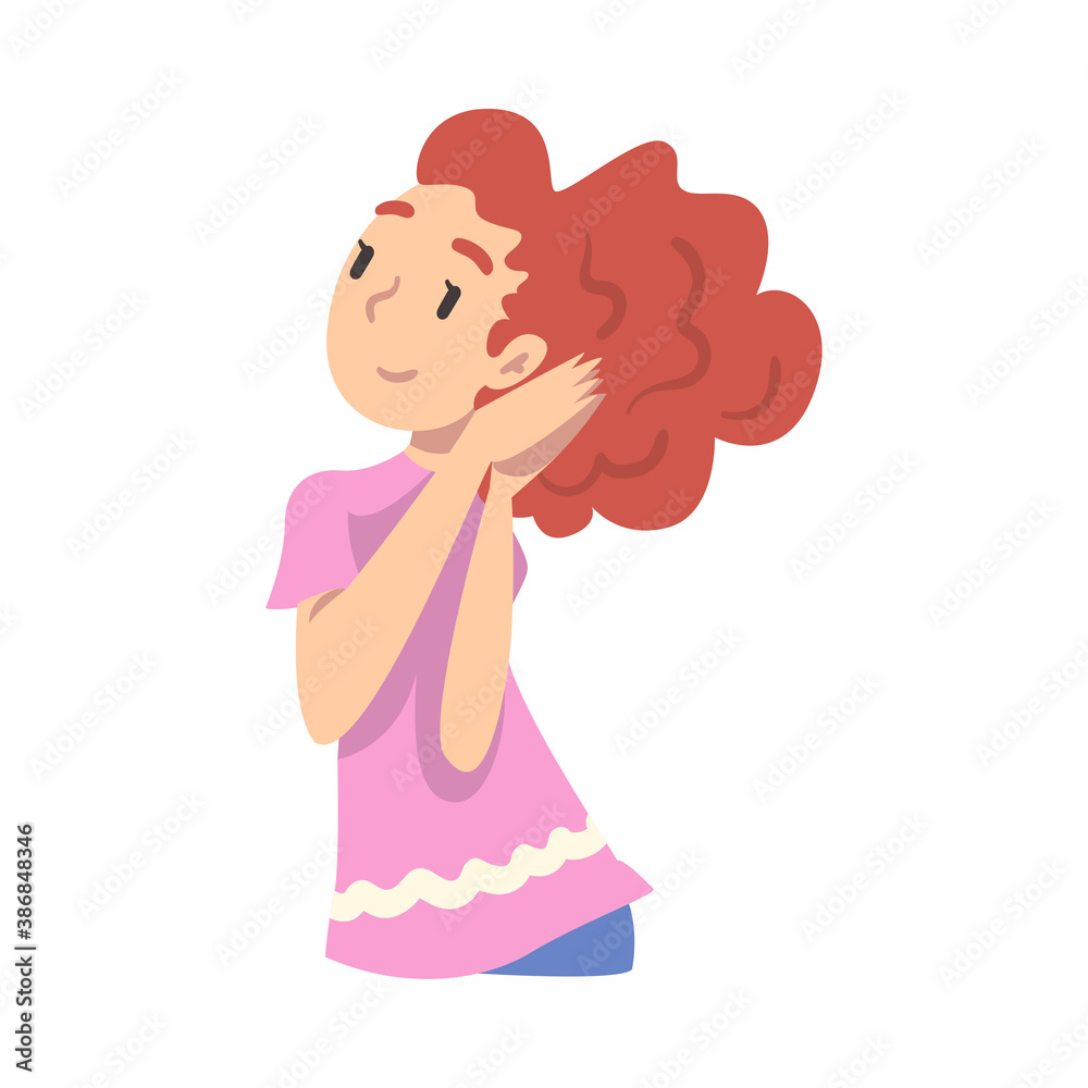 Redhead Girl Looking away Thoughtfully, Teenage Girl Dreaming about Something Cartoon Style Vector Illustration Redhead Girl Looking away Thoughtfully, Teenage Girl Dreaming about Something Cartoon Style Vector Illustration
