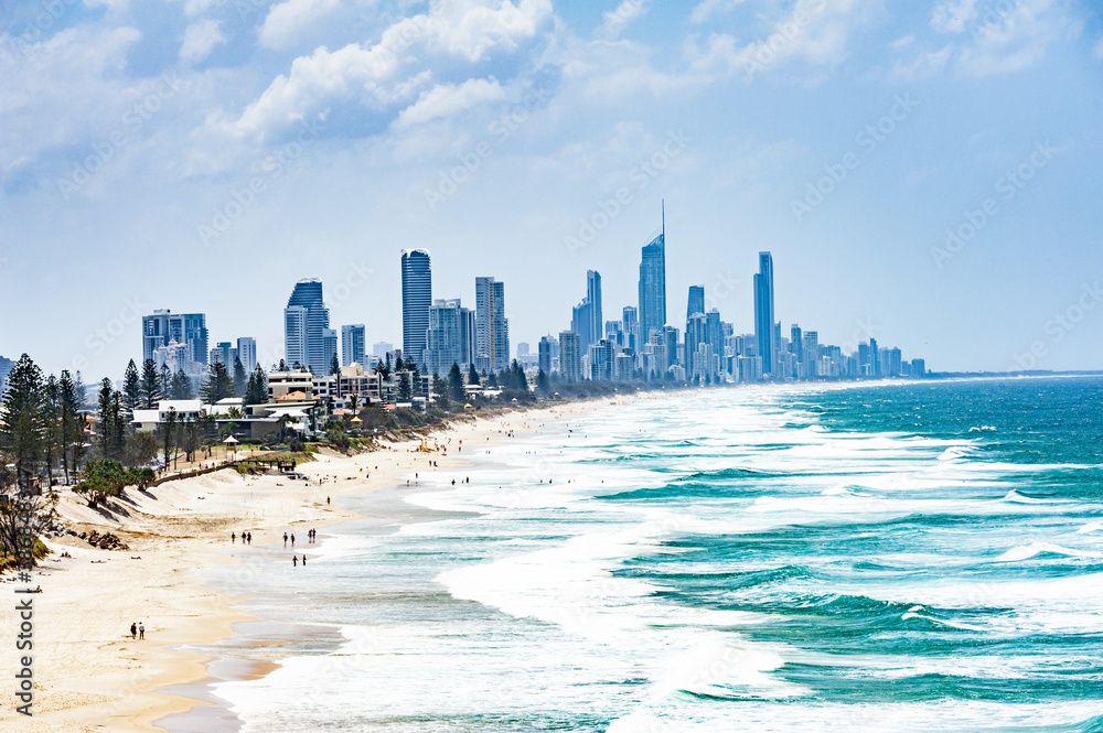 Naklejka premium Gold Coast city with Surfer Paradise beach in Australia