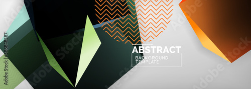 Low poly 3d geometric shapes, minimal abstract background. Vector illustrations for covers, banners, flyers and posters and other