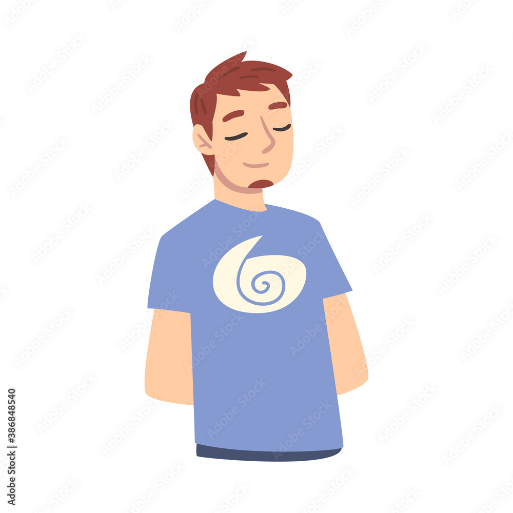 Guy Dreaming about Something, Male Srudent Thinking up an Idea with Pensive Facial Expression Cartoon Style Vector Illustration