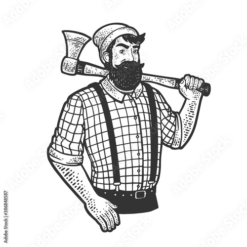 lumberjack sketch raster illustration
