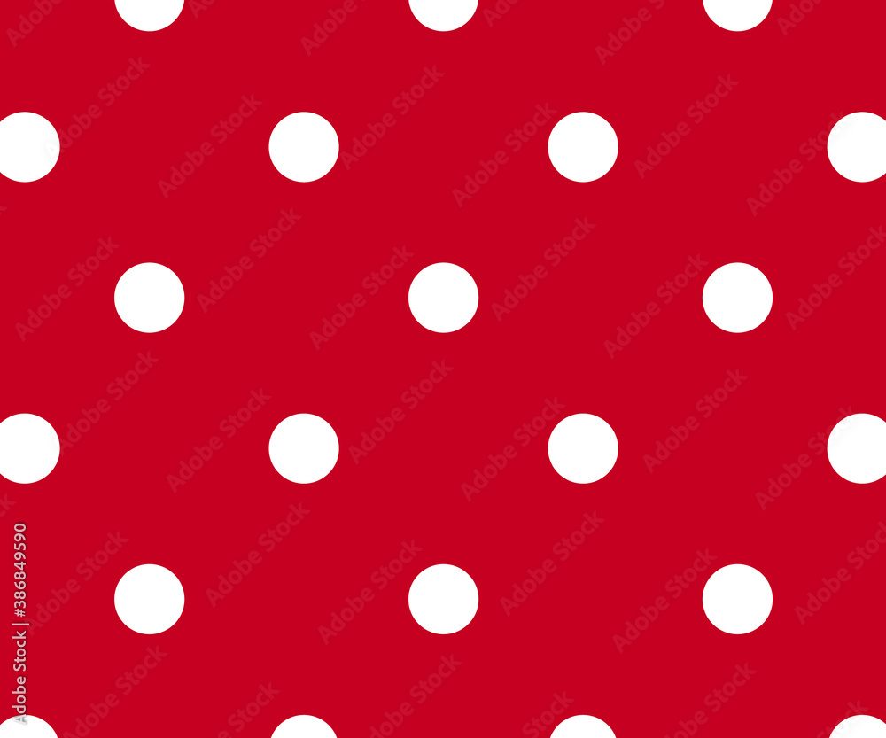 Vintage polka dots white and red pattern, colorful background - vector abstract background