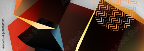 Low poly 3d geometric shapes, minimal abstract background. Vector illustrations for covers, banners, flyers and posters and other