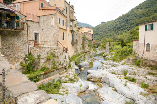 Zuccarello, Italian roman city of the Ligurian riviera, in summer days  photo