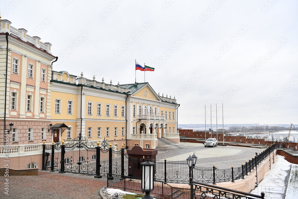 Naklejka premium architecture, religion,, russia, building, dome, sky, cross, temple, old, moscow, europe, tower, city,, prague, blue, landmark, history, travel, dome, street, czech
