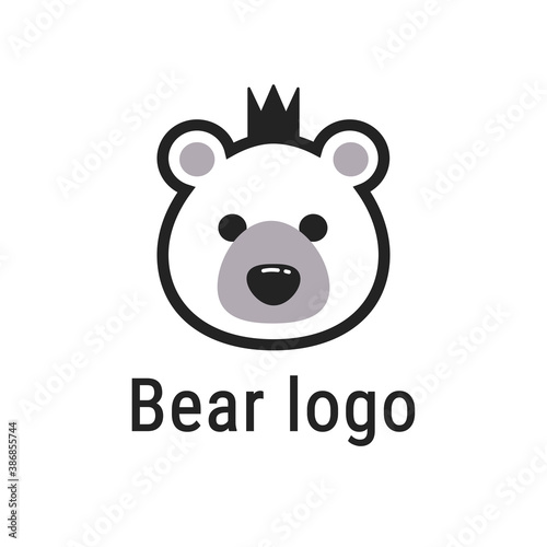 Fototapeta Naklejka Na Ścianę i Meble -  Black and white bear logo for a children's store in the Scandi style, suitable for social networks and as an icon for an Internet site