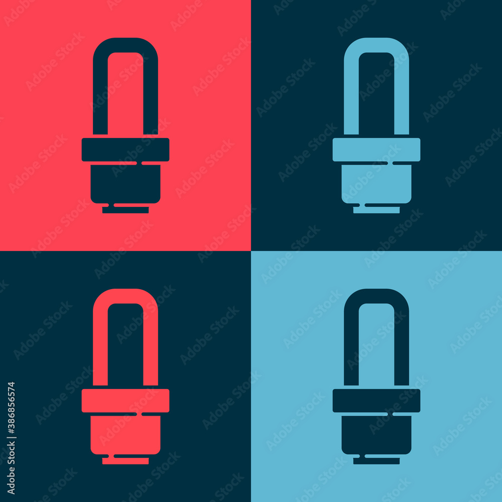 Pop art LED light bulb icon isolated on color background. Economical LED illuminated lightbulb. Save energy lamp. Vector. Pop art LED light bulb icon isolated on color background. Economical LED illuminated lightbulb. Save energy lamp. Vector.